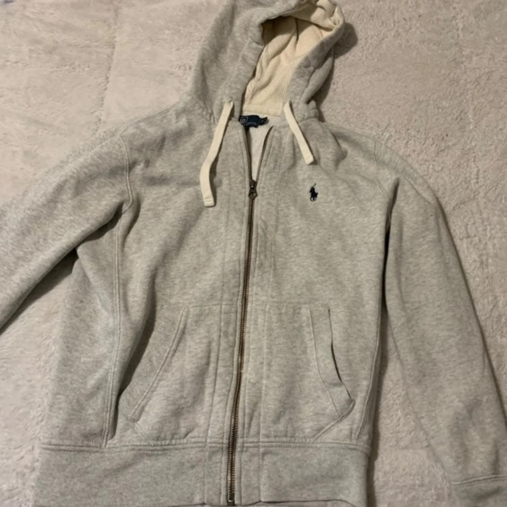 grey polo zip up